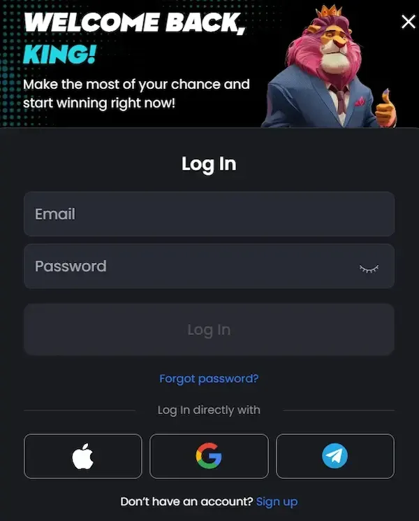 Inlogscherm van TipTop op een smal scherm